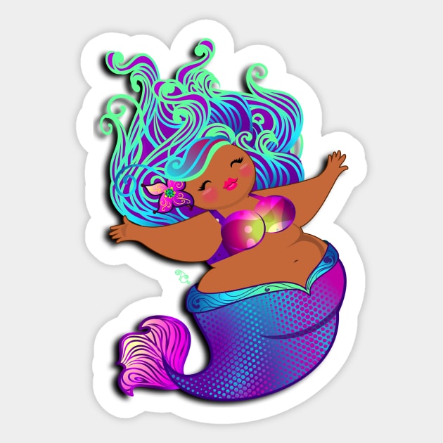 Purple Chubby Mermaid Sticker by Toni Tees